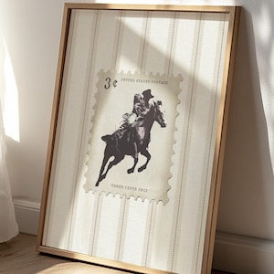 Vintage Rodeo-Druck Western Schlafzimmer Poster Cowboy Wandkunst Gestreift Rustikal Mid West Mid Century Modern Decor Retro Pferdeästhetischer Druck