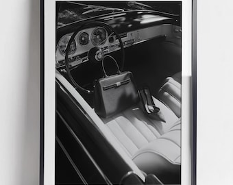 Vintage Car Print Art Luxury High Fashion Poster Retro Black White Photography Chic Wall Photo Living Room Wall Decor Feminine Art Print