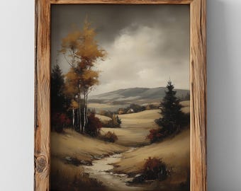 Rustikale Landschaft, Herbst Malerei, Bilder (Digitaldruck Download)