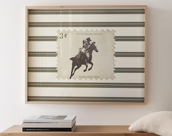 Vintage Striped Rodeo Print Western Bedroom Poster Cowboy Wall Art