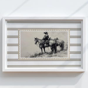 Vintage Cowboy Print Western Home Decor Cowboy Wall Art Rustic Mid West Striped Cottagecore Poster Retro Rodeo Aesthetic Living Room Print