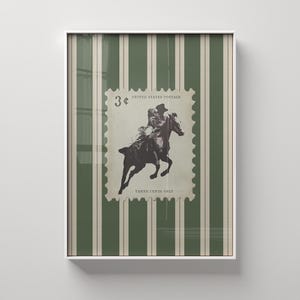 Vintage Striped Rodeo Print Western Bedroom Poster Cowboy Wall Art Rustic Mid West Mid Century Modern Decor Retro Horse Aesthetic Print