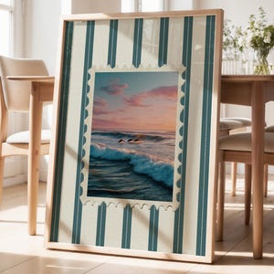 Vintage Strand Ozean Druck Trendy Surf Küsten Wand Kunst Retro Stempel Delfin Poster Strand Haus Dekor Meereswellen Ästhetik Schlafzimmer Druck Geschenk