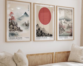 Ohara Koson Set of 3 Print, Japanese Print Set, Gallery Wall Set, Retro Asian Print, Japanese Poster, Vintage Poster Set, Japanese Wall Art