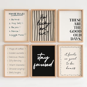 How Lucky Are We Print, 6 Gallery Posters Trendy Aesthetic Home Decor, Cute Positive Quote Gift, Girly Wall Art Dorm Preppy Inspiring Decor