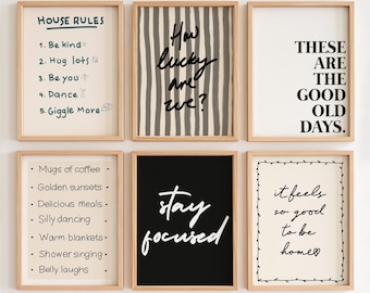 How Lucky Are We Print, 6 Gallery Posters Trendy Aesthetic Home Decor, Cute Positive Quote Gift, Girly Wall Art Dorm Preppy Inspiring Decor