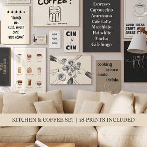 Kitchen Decor MEGA BUNDLE 18 Kitchen Prints Trendy Coffee Wall Art Modern Bar Cart Poster Gallery Wall Retro Dining Room Minimalist Art Gift
