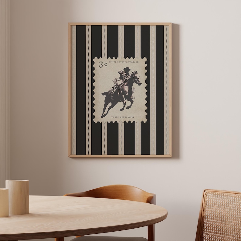 Vintage Striped Rodeo Print Western Bedroom Poster Cowboy Wall Art ...