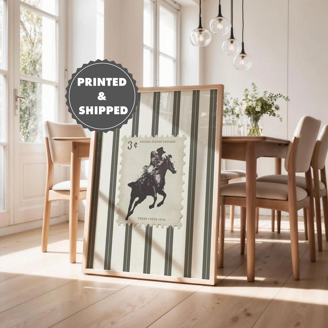 Vintage Striped Rodeo Print Western Bedroom Poster Cowboy Wall Art ...