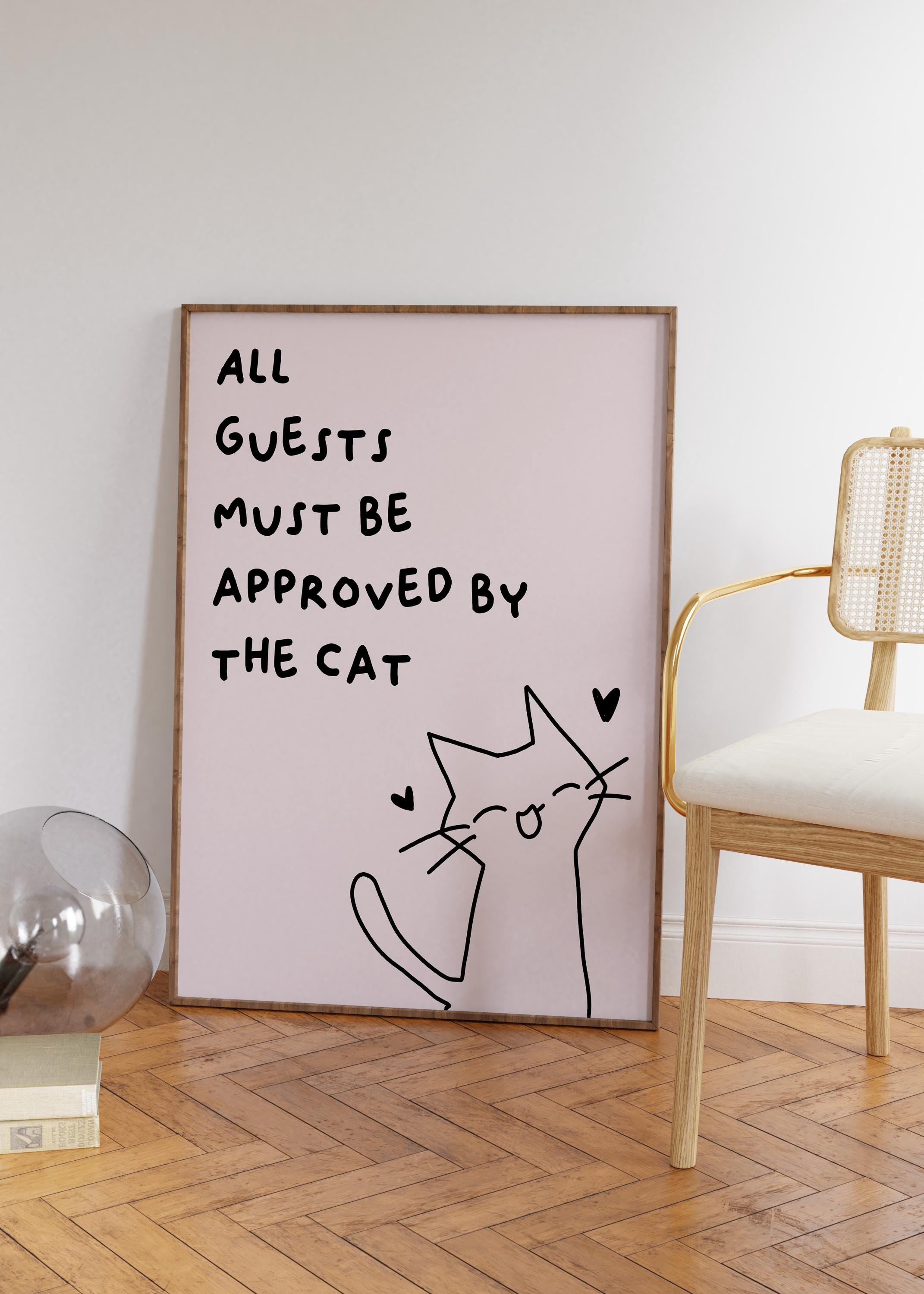Funny Black Cat Wall Art Print Cut…