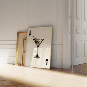 Ace Of Spades Martini Print Kitchen Wall Art Retro Cocktail Poster Aesthetic Modern Kitchen Bar Cart Playing Card Happy Hour Trendy Decor