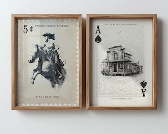 Vintage Spielkarte Rodeo-Druck Western Schlafzimmer Poster Cowboy Wandkunst Rustikal Mid West Bar Warenkorb Modernes Dekor Retro Pferd Ästhetischer Druck