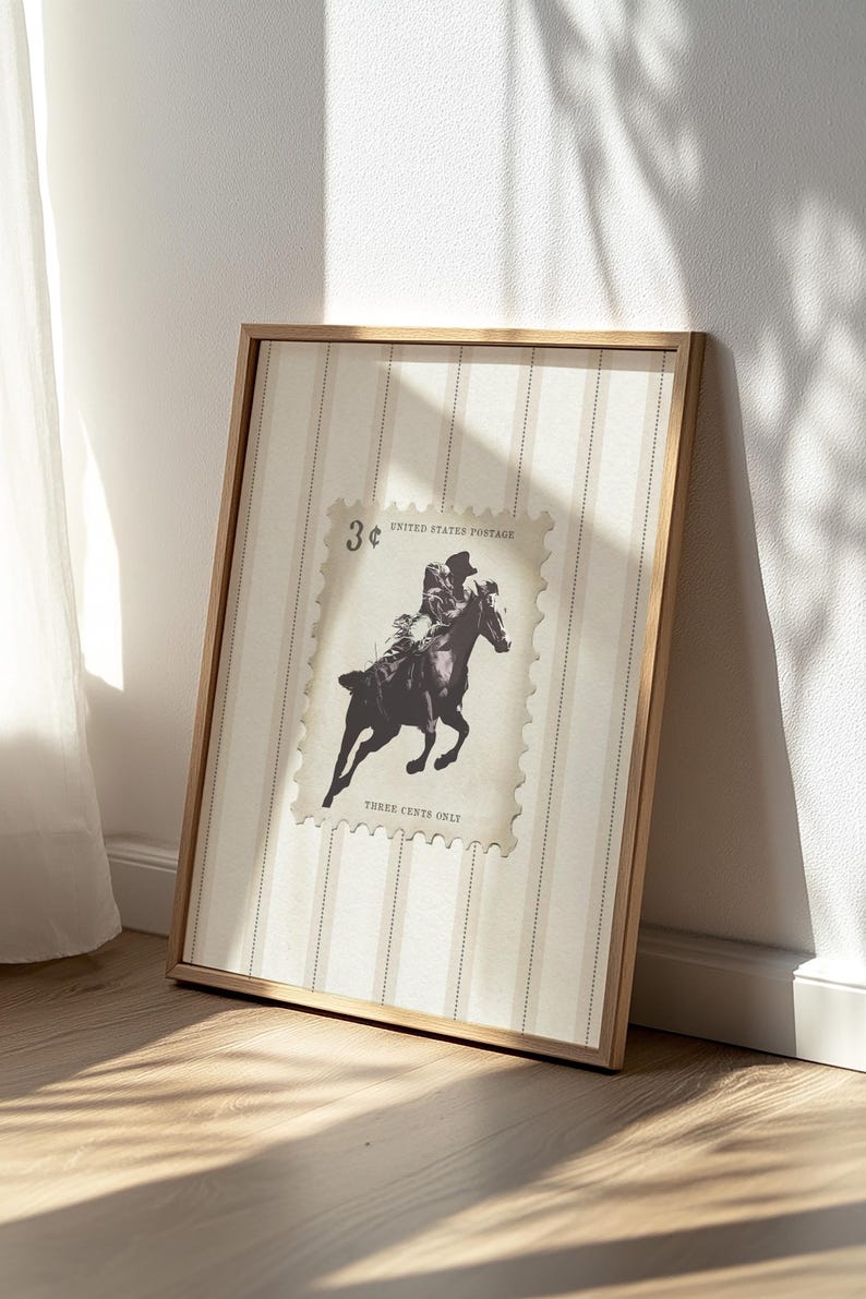 Vintage Striped Rodeo Print Western Bedroom Poster Cowboy Wall Art ...
