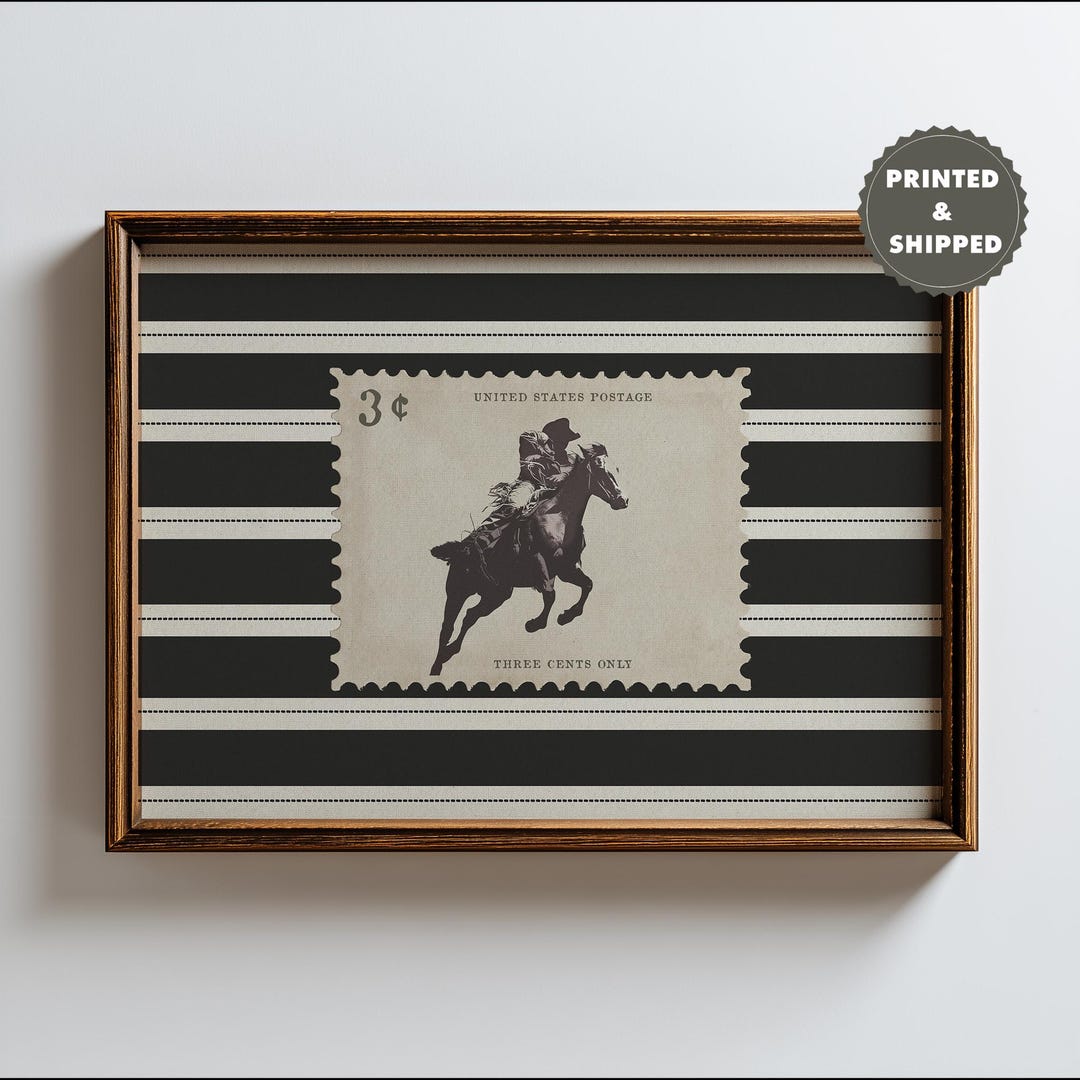 Vintage Striped Rodeo Print Western Bedroom Poster Cowboy Wall Art ...