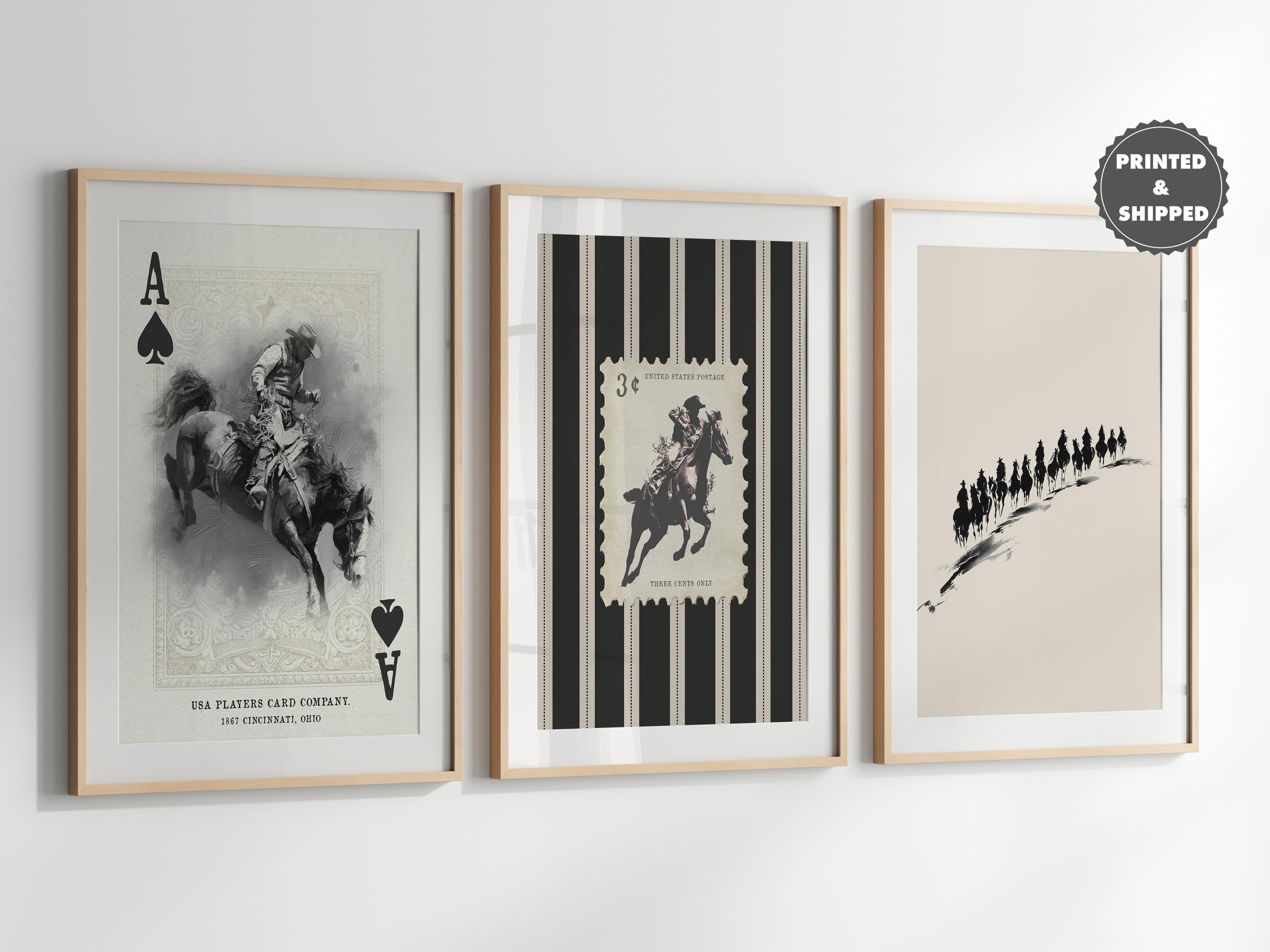 Vintage Striped Rodeo Print Set of 3 Western Poster Cowboy Wall Art ...