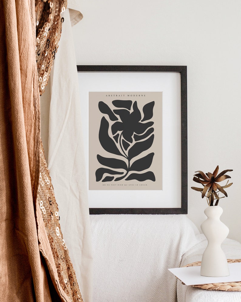 Beige Black Wall Abstract Art Print, Printable Mid Century Modern Wall ...