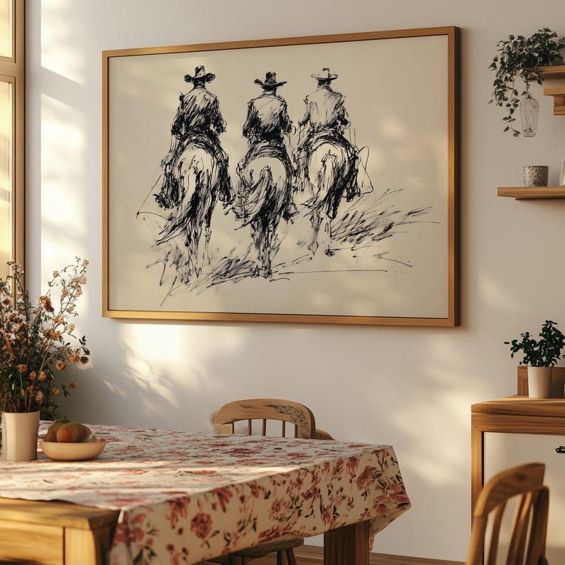 Vintage Cowboys Print Wild West Poster Western Cowboy Wall Art Rustic ...