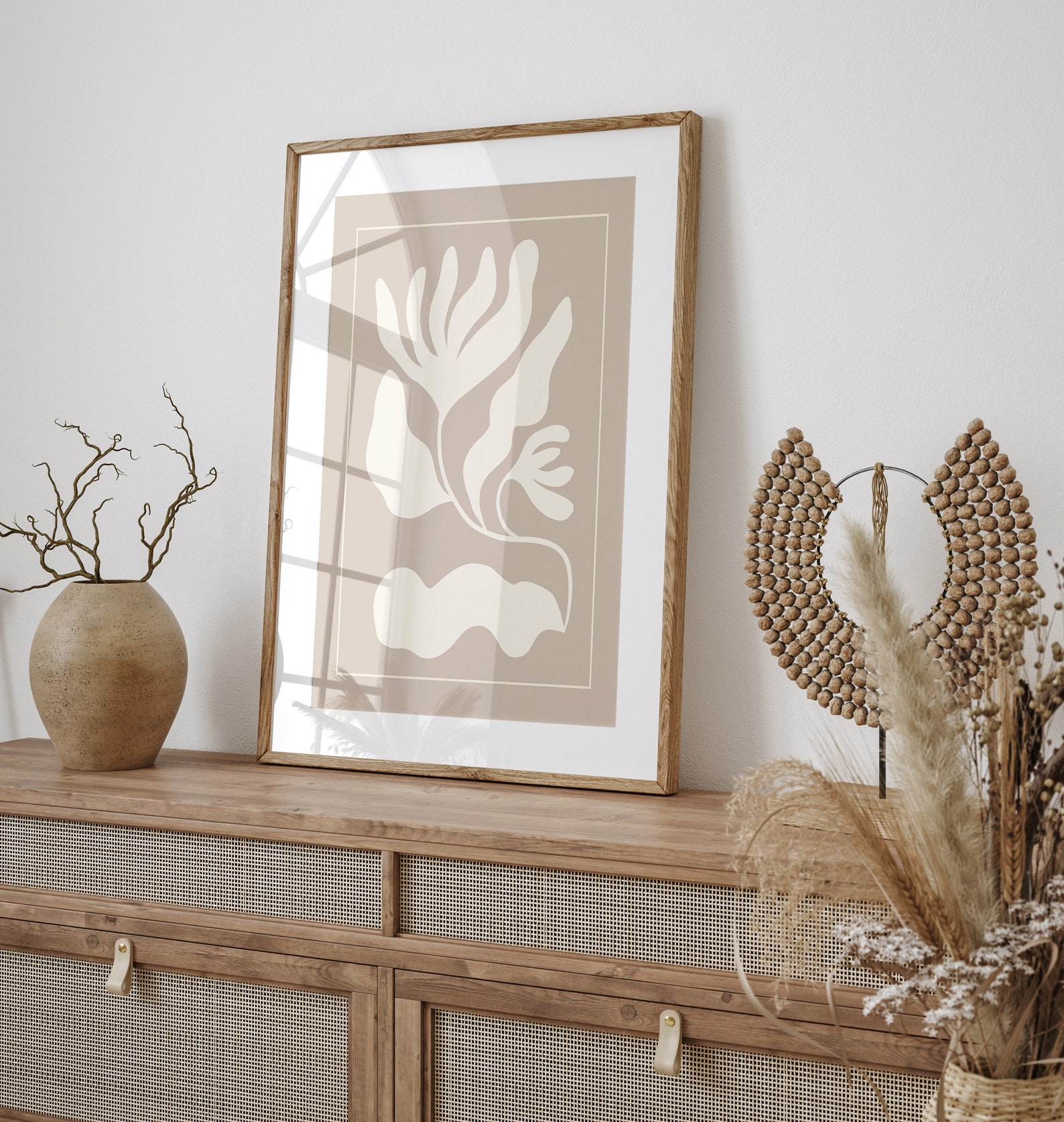 Beige Wall Abstract Art Print, Printable Mid Century Modern Wall Art ...