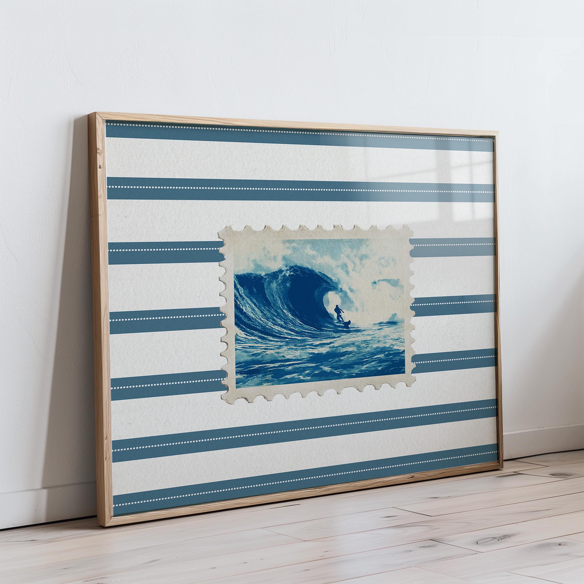 Vintage Beach Ocean Print Trendy Surf Coastal Wall Art Retro Stamp ...