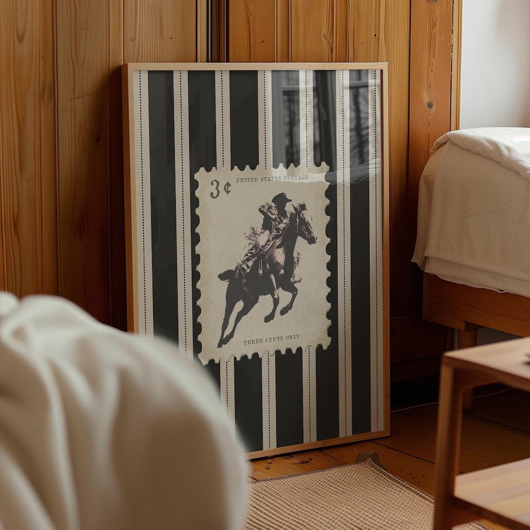 Vintage Striped Rodeo Print Western Bedroom Poster Cowboy Wall Art ...