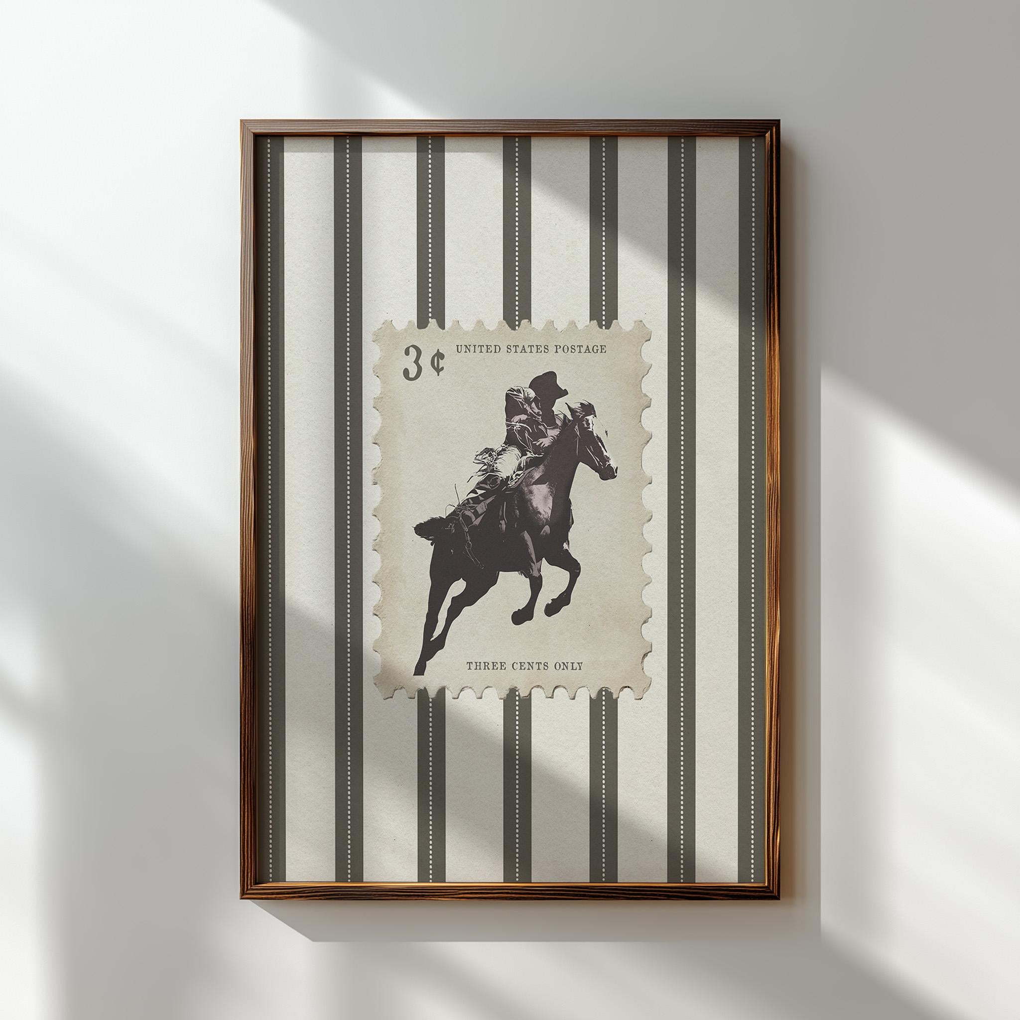Vintage Striped Rodeo Print Western Bedroom Poster Cowboy Wall Art ...