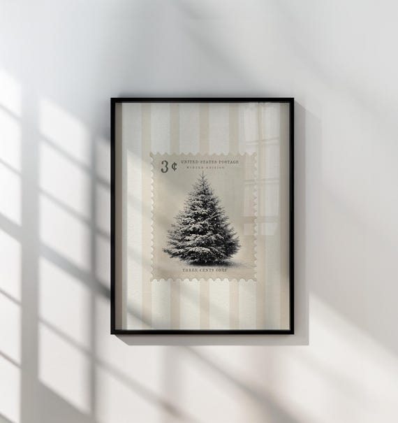 Vintage Weihnachtsbaum Druck Viral Weihnachtsbaum Kunst Ziel Dekor Retro Festlich Urlaub Stempel Evergreen Winter Ästhetischer Druck Wohnzimmer Kunst