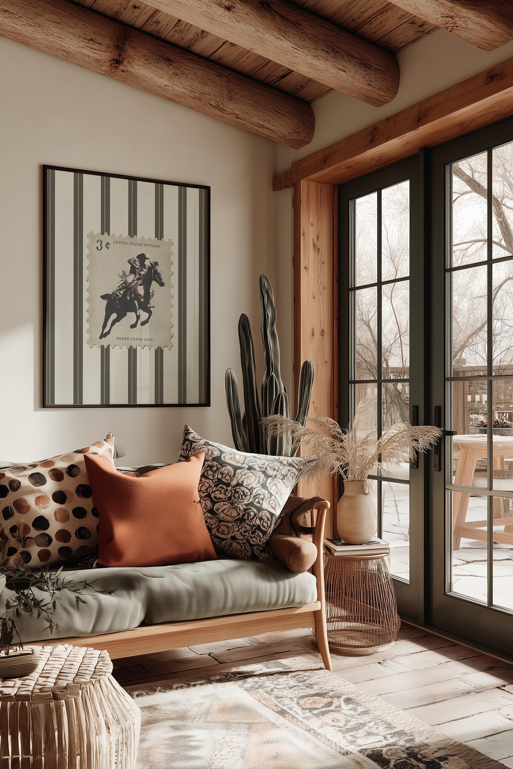 Vintage Striped Rodeo Print Western Bedroom Poster Cowboy Wall Art ...