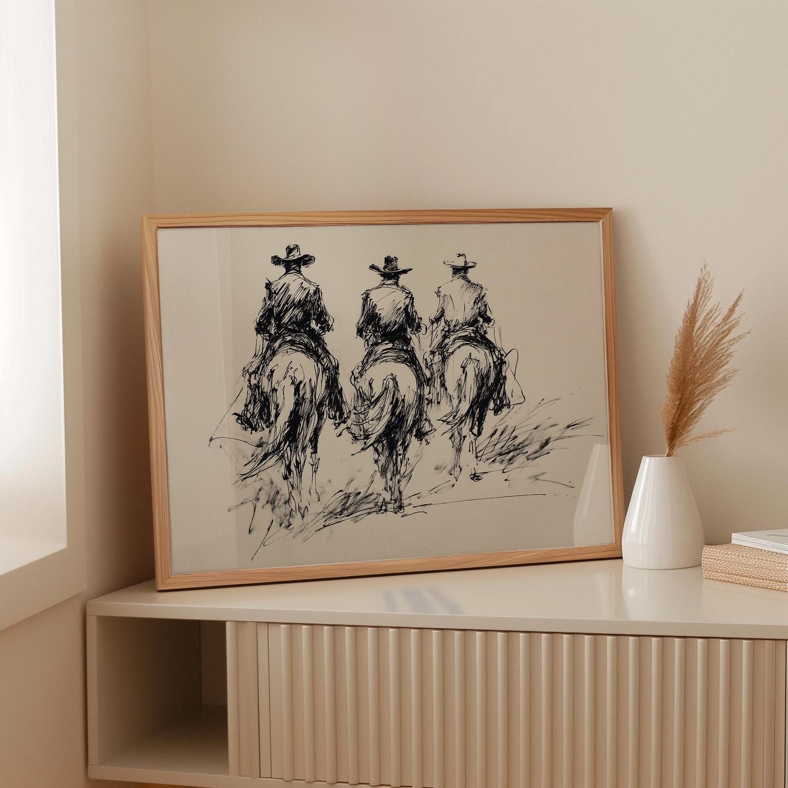 Vintage Cowboys Print Wild West Poster Western Cowboy Wall Art Rustic ...