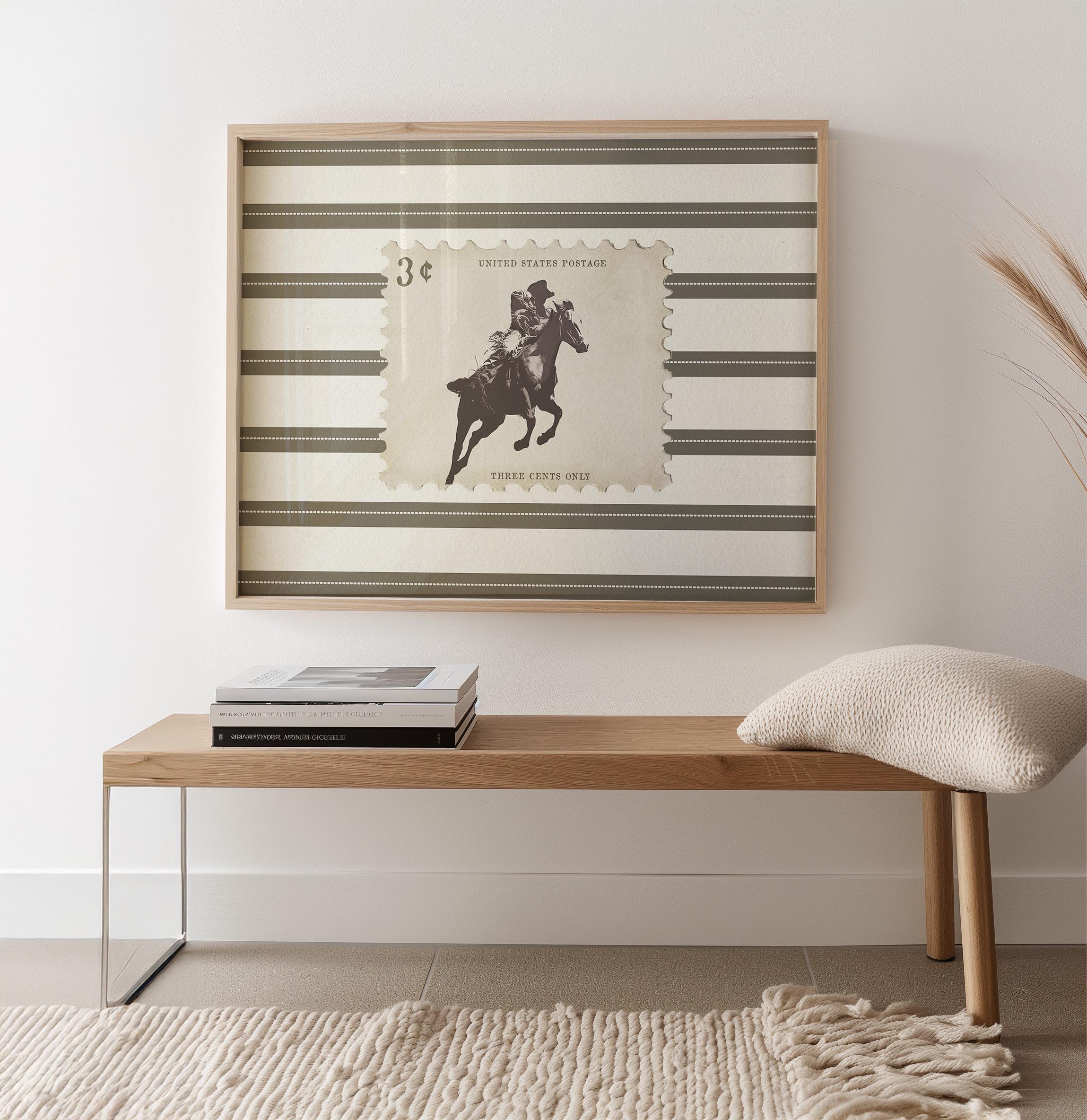 Vintage Striped Rodeo Print Western Bedroom Poster Cowboy Wall Art