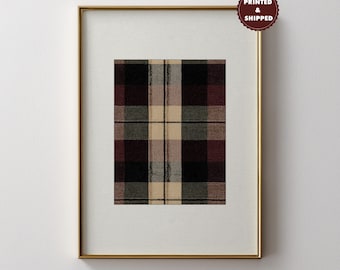 Neutral Plaid Tapestry Print: Vintage Farmhouse Wall Art Printed and Shipped