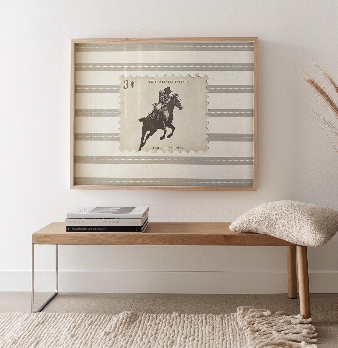 Vintage Striped Rodeo Print Western Bedroom Poster Cowboy Wall Art ...