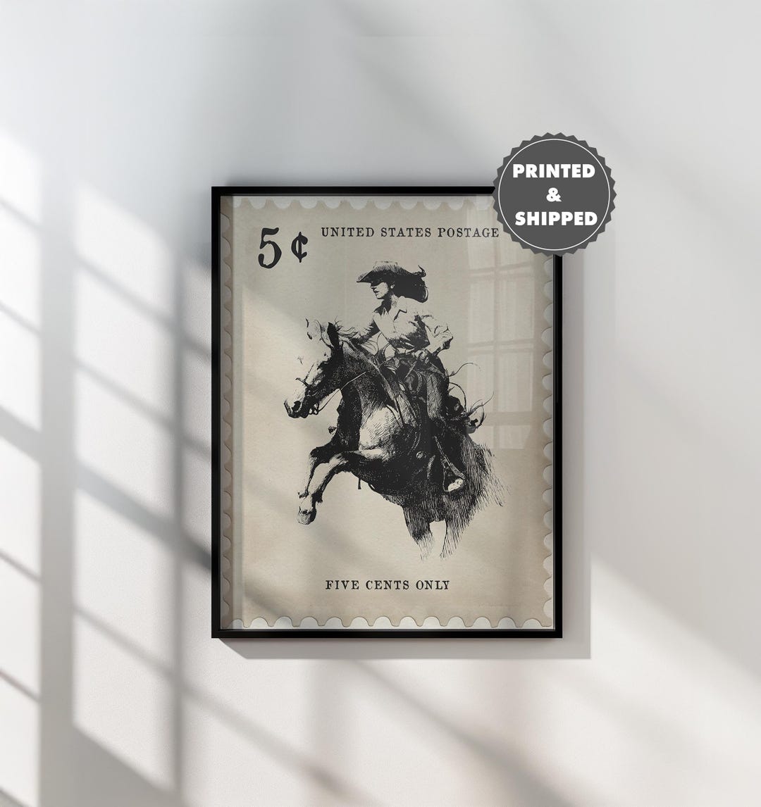Vintage Rodeo Print Western Bedroom Poster Cowboy Wall Art Rustic Mid ...