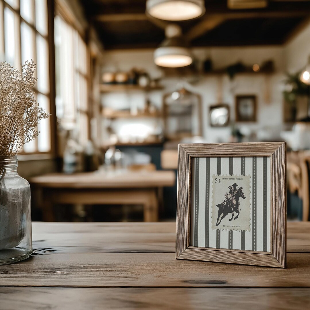 Vintage Striped Rodeo Square Print Western Bedroom Poster Cowboy Wall ...