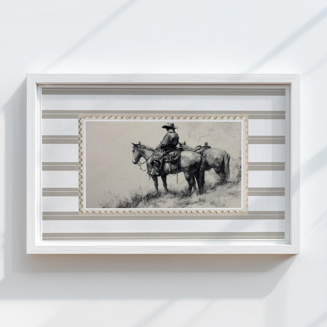 Vintage Cowboy Print Western Home Decor Cowboy Wall Art Rustic Mid West ...
