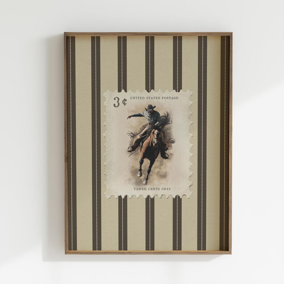 Vintage Striped Rodeo Print Western Bedroom Poster Cowboy Wall Art ...