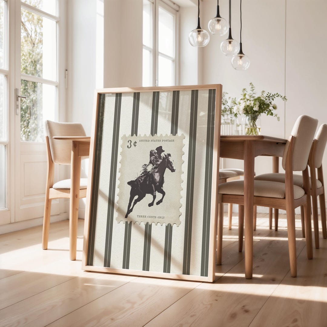 Vintage Striped Rodeo Print Western Bedroom Poster Cowboy Wall Art ...