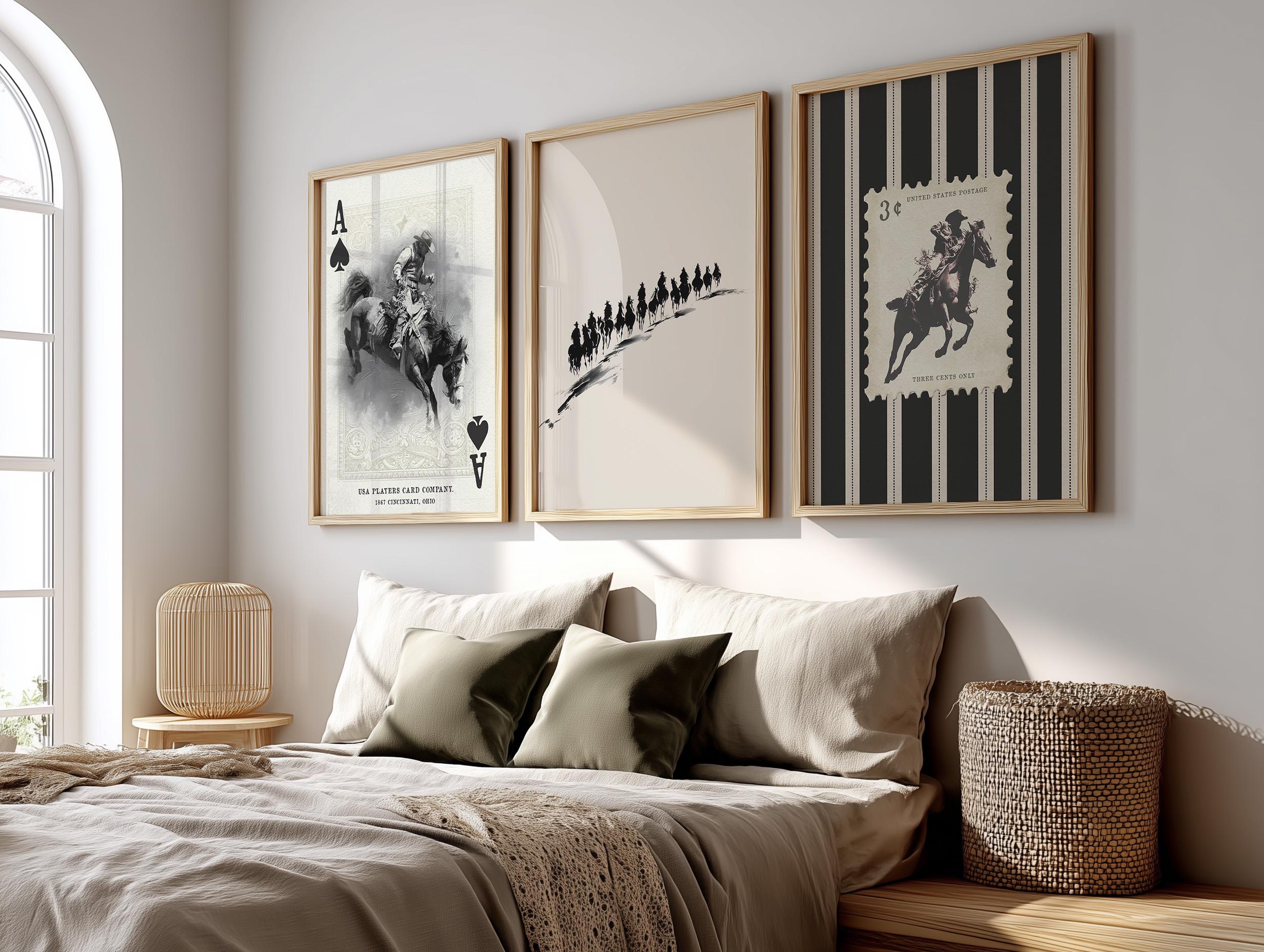 Vintage Striped Rodeo Print Set of 3 Western Poster Cowboy Wall Art ...