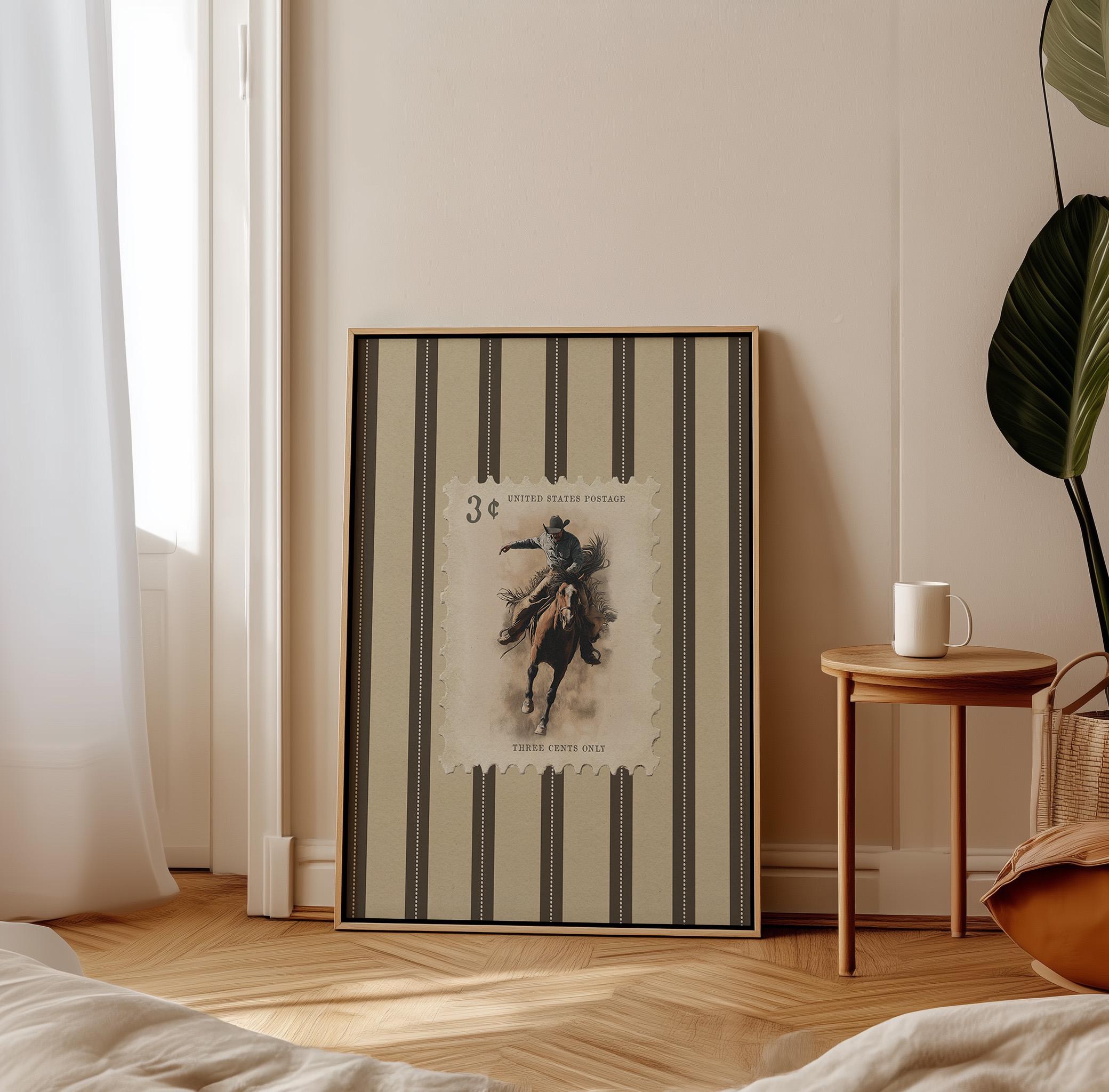 Vintage Striped Rodeo Print Western Bedroom Poster Cowboy Wall Art ...