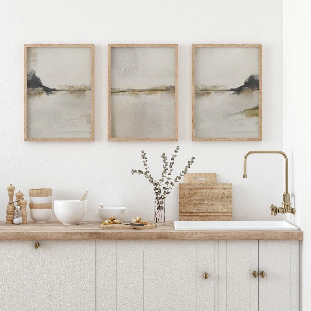 Abstract Art Print Set Modern Neutral Beige Gallery Wall Art Set of 3 ...