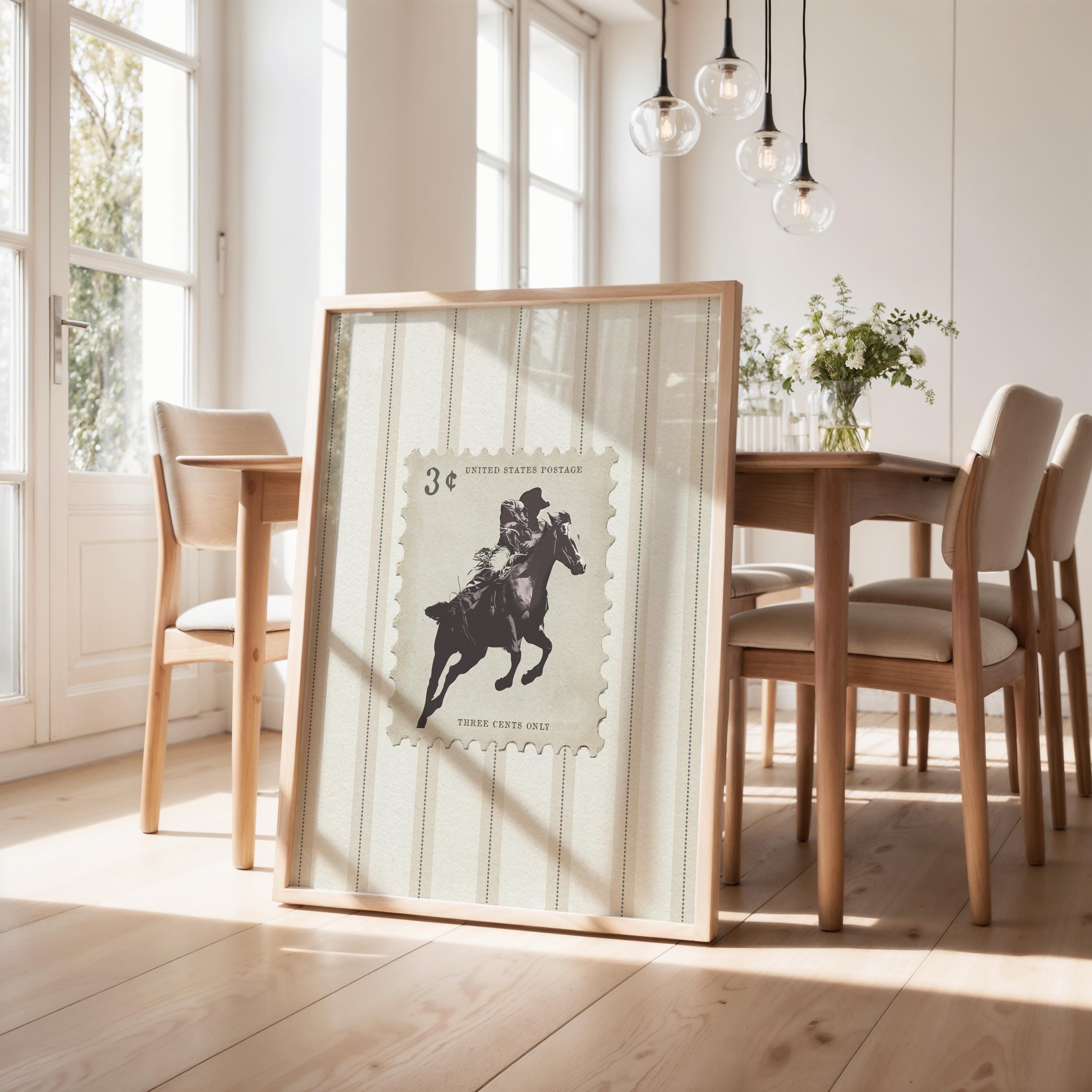 Vintage Striped Rodeo Print Western Bedroom Poster Cowboy Wall Art ...