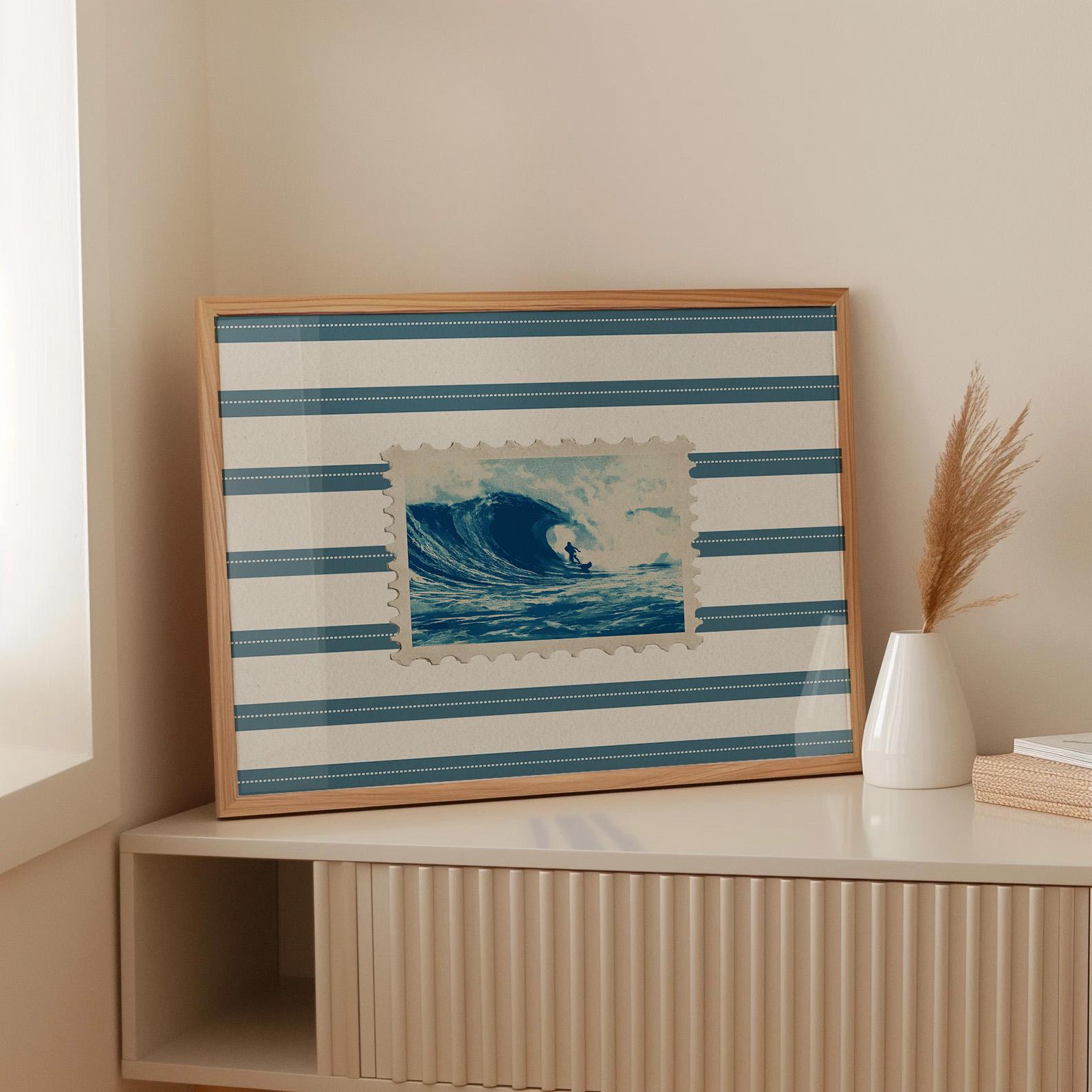 Vintage Beach Ocean Print Trendy Surf Coastal Wall Art Retro Stamp ...