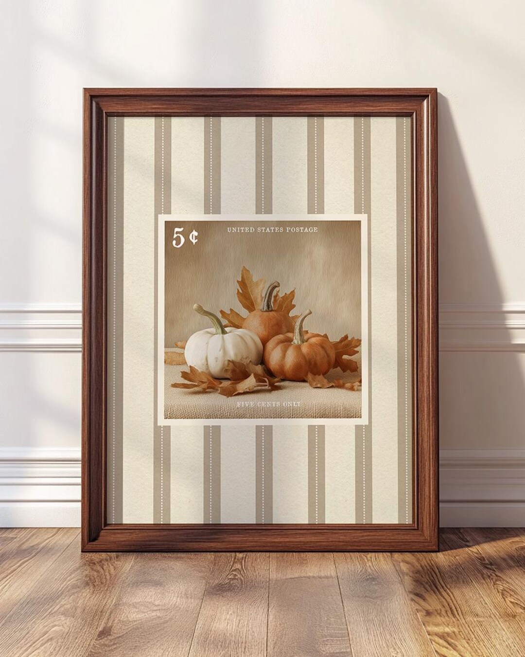 Vintage Pumpkin Print Neutral Rustic Farmhouse Autumn Decor Fall Wall ...