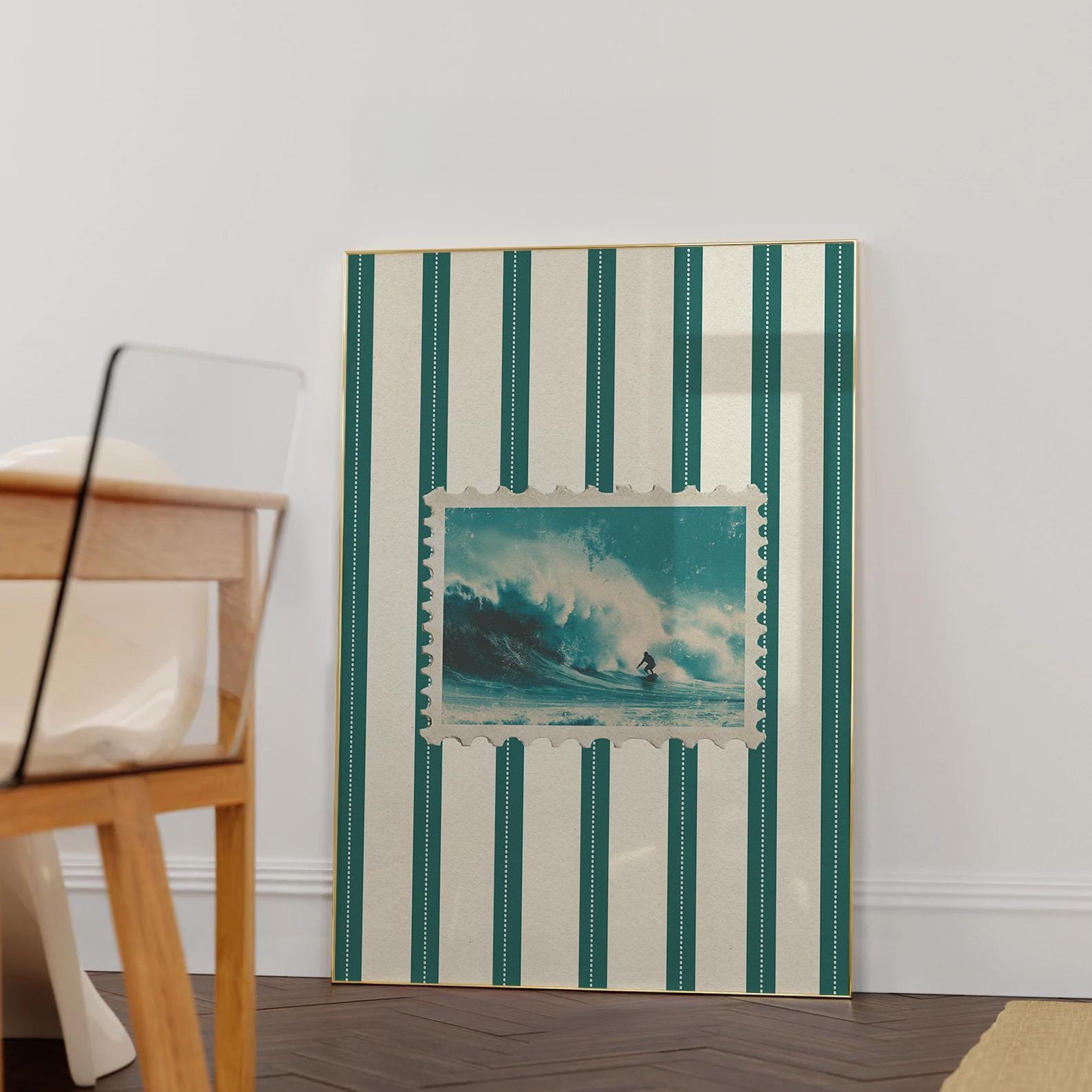 Vintage Beach Ocean Print Trendy Surf Coastal Wall Art Retro Stamp ...