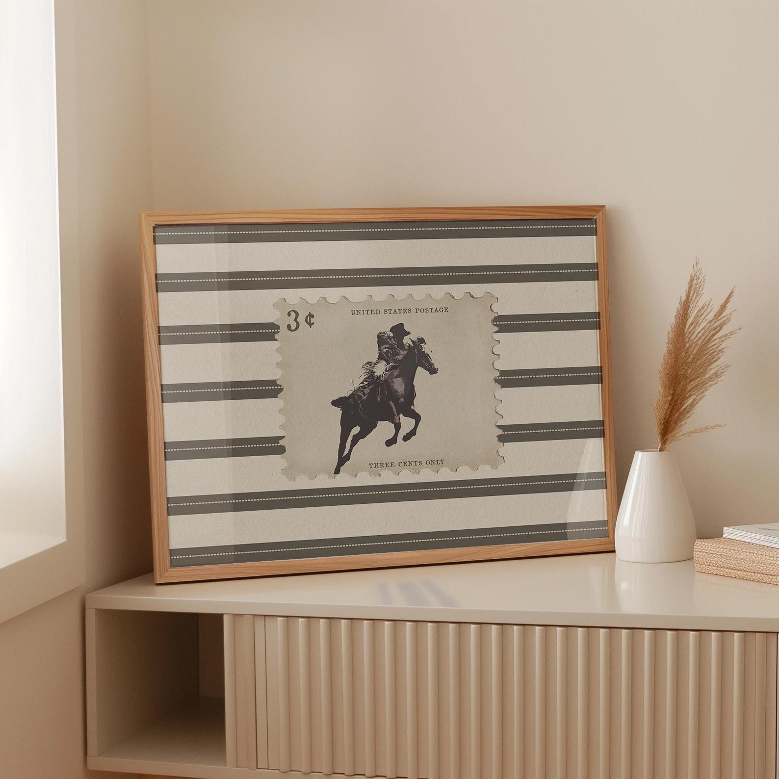 Vintage Striped Rodeo Print Western Bedroom Poster Cowboy Wall Art ...