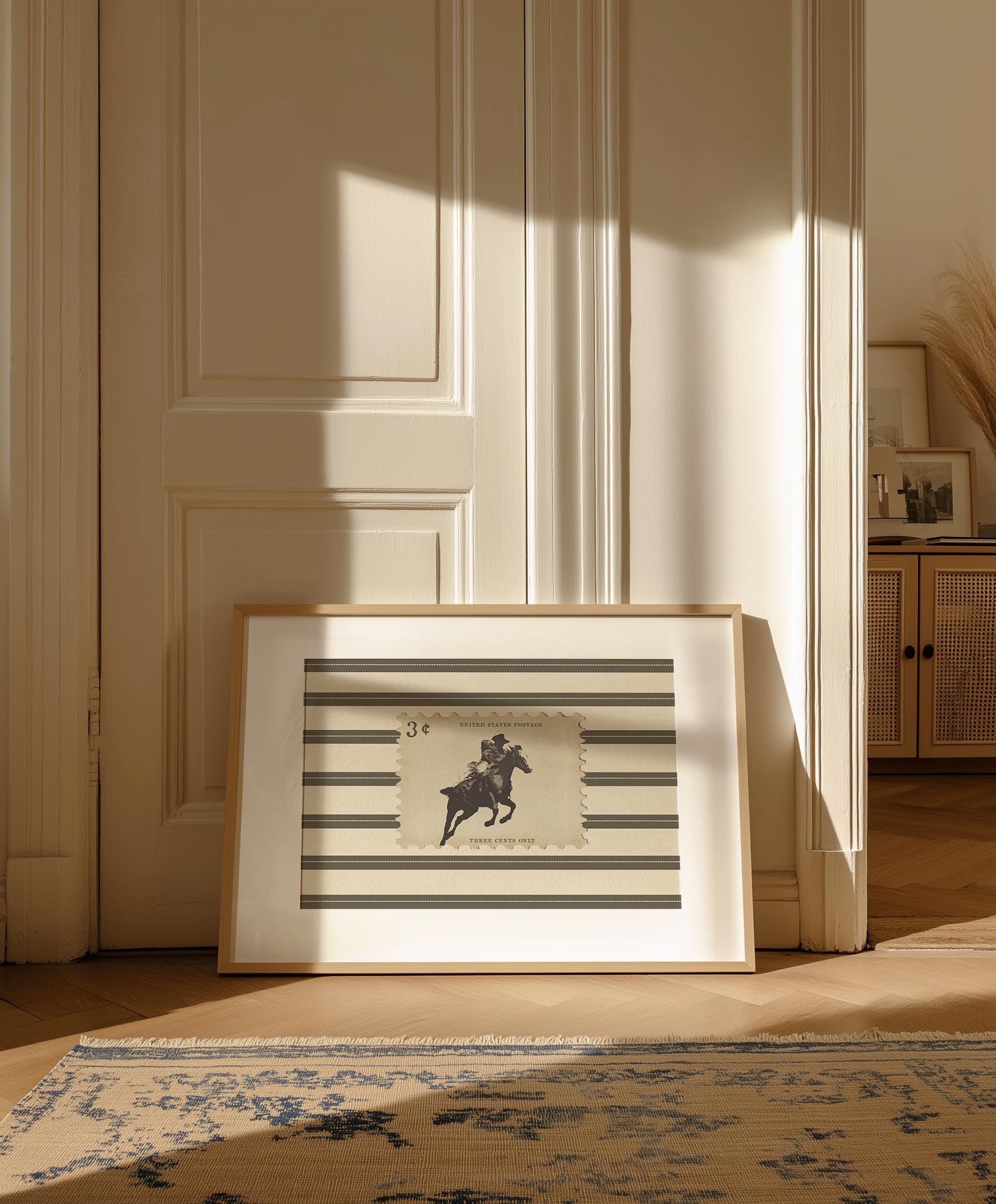 Vintage Striped Rodeo Print Western Bedroom Poster Cowboy Wall Art ...