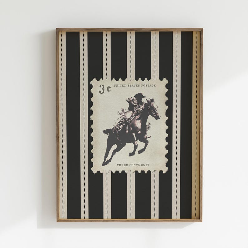 Vintage Striped Rodeo Print Western Bedroom Poster Cowboy Wall Art ...