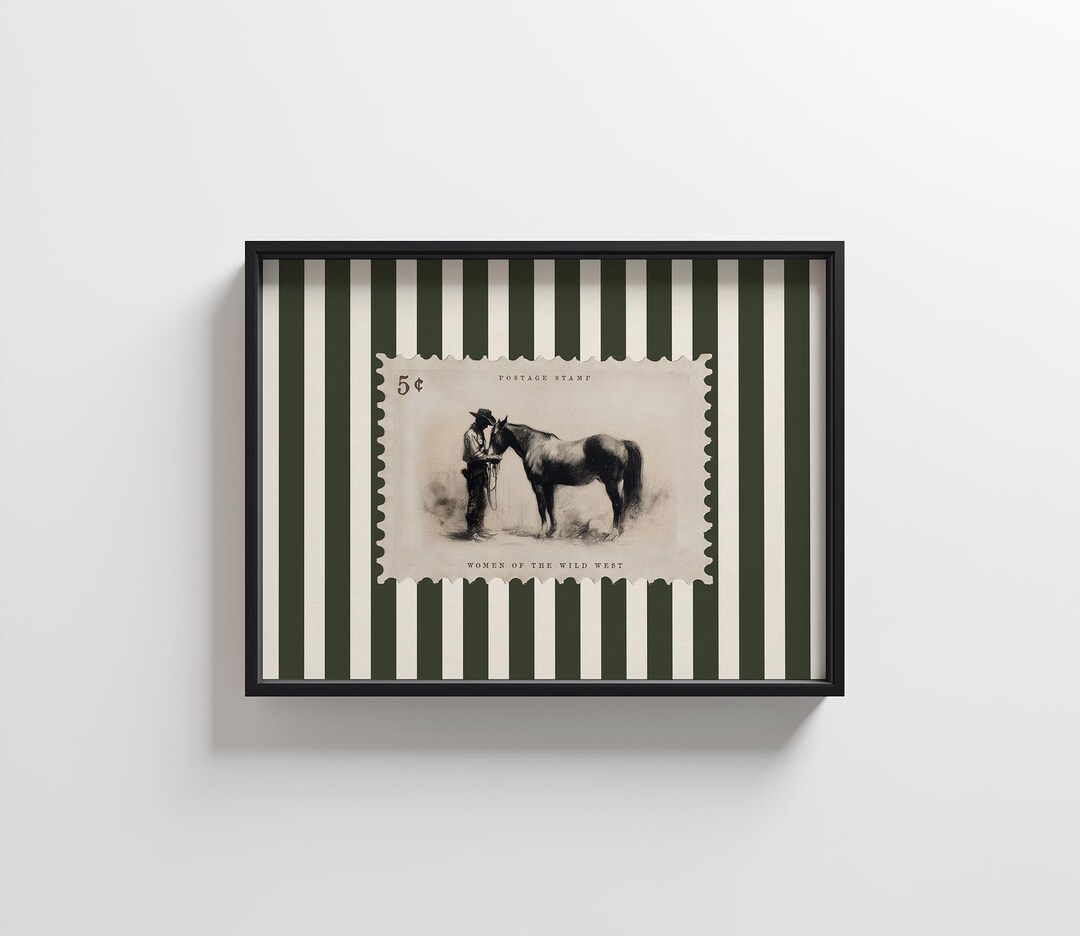 Vintage Striped Rodeo Print Western Bedroom Poster Cowboy Wall Art ...