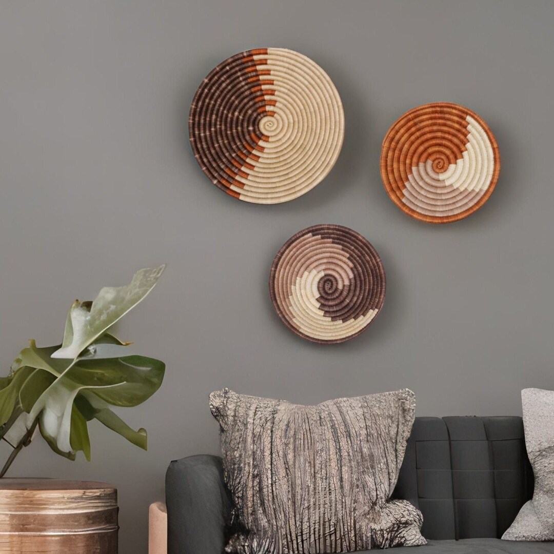 Large 12 Hand Woven African Wall Basket/ Decorative Baskets/ Sisal