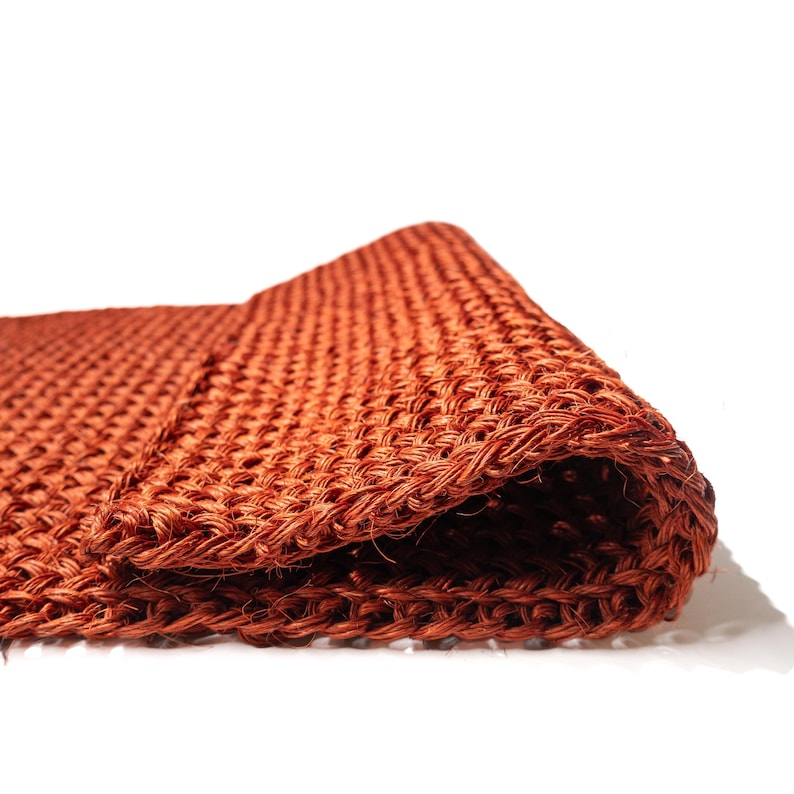 Handwoven Natural Palm Fiber Rug, Copper Entryway Mat image 2
