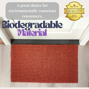 Handwoven Natural Palm Fiber Rug, Copper Entryway Mat image 4